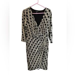 WHBM 3/4 Sleeve Printed Tulip Wrap Dress size 12